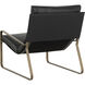 Zancor Antique Brass / Charcoal Black Leather Lounge Chair